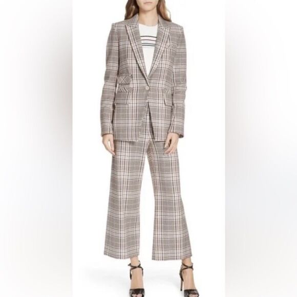 New Veronica Beard FULLER CHECK SINGLE-BUTTON DICKEY JACKET Cream Blue/ Rose Sz2 - Picture 16 of 16